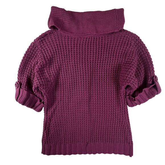 Y2K Cowl Neck Sweater M | Berry Burgundy Vintage Chunky Waffle Knit Soft Grunge - Picture 4 of 11